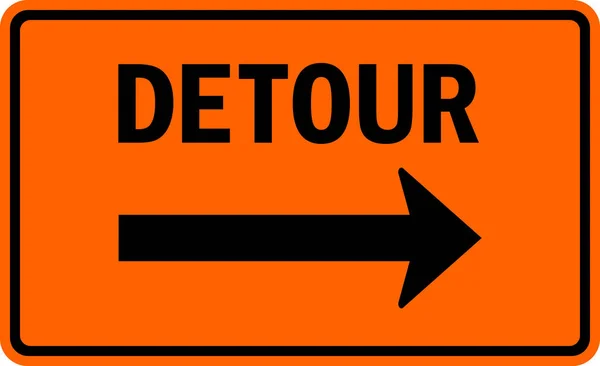 Detour Right Arrow Sign White Orange Background Traffic Signs Symbols — Stock Vector