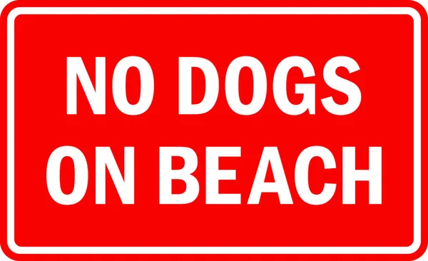 Tidak Ada Anjing Tanda Pantai Putih Latar Belakang Merah Stiker - Stok Vektor