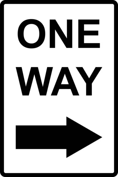 右矢印記号付きの1つの方法テキスト 白を背景に黒 方向記号と記号 — ストックベクタ