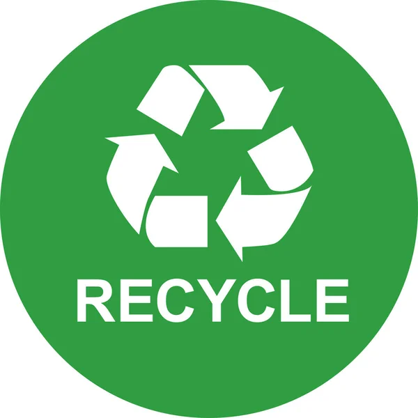 Recyklovat Ikonu Značky Bílá Zeleném Kulatém Pozadí Symbol Recyklovatelného Odpadu — Stockový vektor