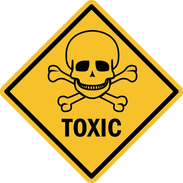 毒性のある骨格警告サイン 黄色の背景に黒 危険な安全標識や記号 — ストックベクタ