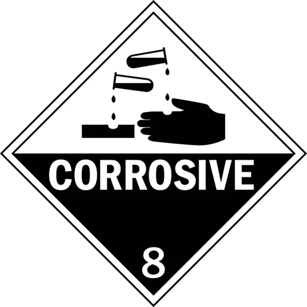 Corrosive Hazard Placards Class Dangerous Goods Safety Signs Symbols — Stock Vector