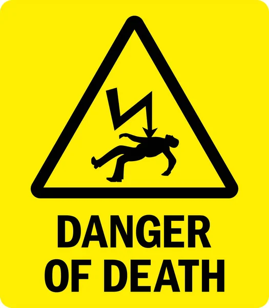 Danger Death Electricity Warning Sign Yellow Background Safety Signs Symbols — Stock Vector