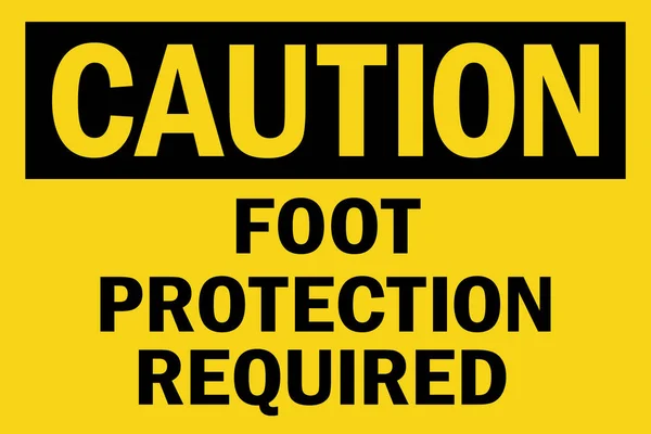 Foot Protection Required Caution Sign Black Yellow Background Ppe Signs — Stock Vector