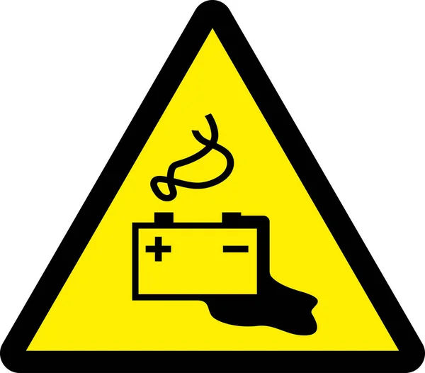 バッテリー充電危険標識 黄色の三角形の背景に黒 危険な安全標識や記号 — ストックベクタ