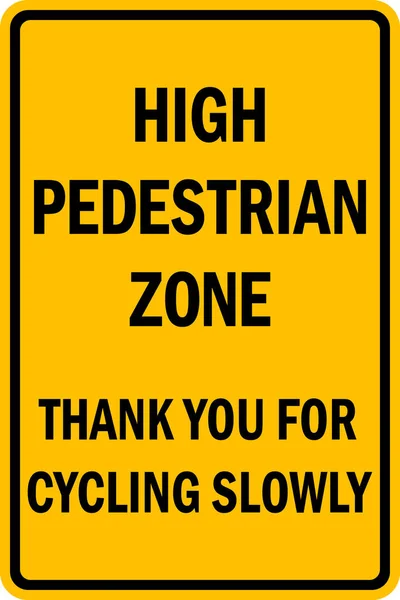 보행자들이 지역에서 자전거를 천천히 감사드립니다 배경에 표지판 상징물 — 스톡 벡터