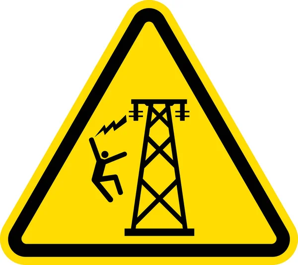 Panneau Avertissement Tension Dangereuse Noir Sur Fond Jaune Signes Symboles — Image vectorielle