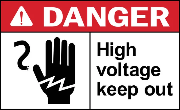 Hoogspanning Houdt Gevarenbord Buiten Elektrische Veiligheidsborden Symbolen — Stockvector
