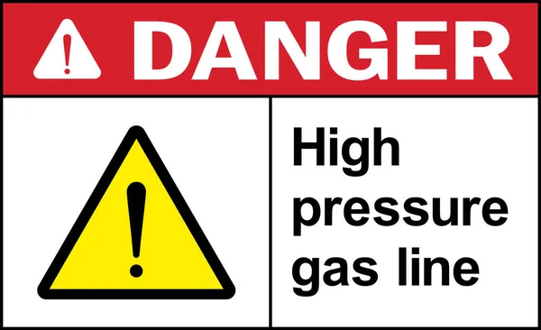 High Pressure Gas Line Danger Sign Pipeline Warning Signs Symbols — Stock Vector