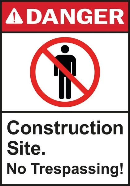 建筑工地没有非法入侵的危险信号建筑标志和符号 — 图库矢量图片