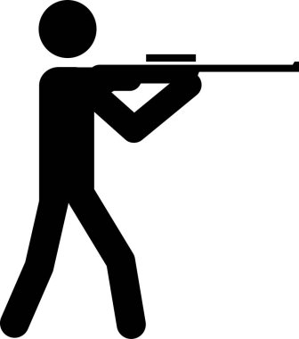 Tüfek fırlatma ikonu. Tüfek ateşleme sembolü.