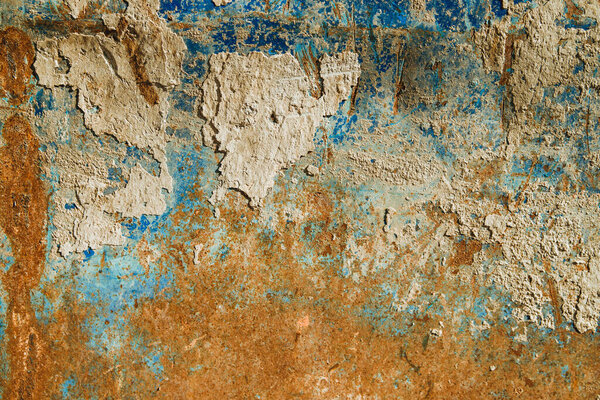 Old metal surface.Metal with blue paint and rust.Texture of old metal.