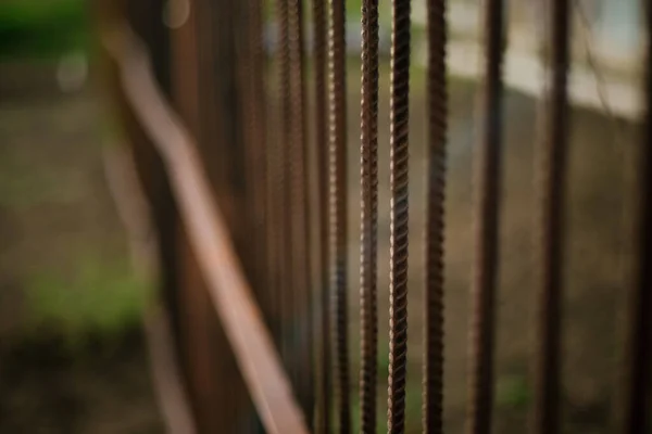 Rusty Iron Bars Collected Fence Border Garden Plots Graphic Parallel — Stock Photo, Image