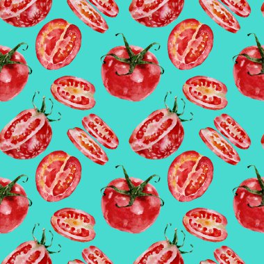 Domates ile Seamless modeli. Suluboya resim.