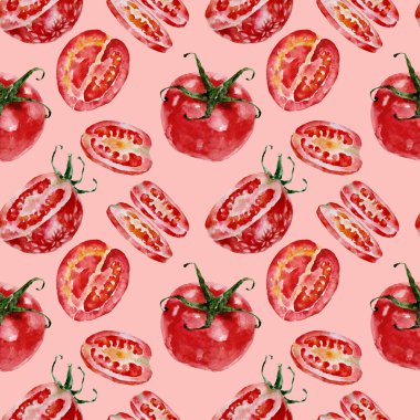 Domates ile Seamless modeli. Suluboya resim.