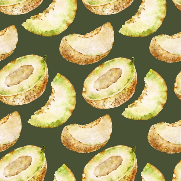 Nahtloses Muster mit Melone. Aquarellillustration. — Stockfoto