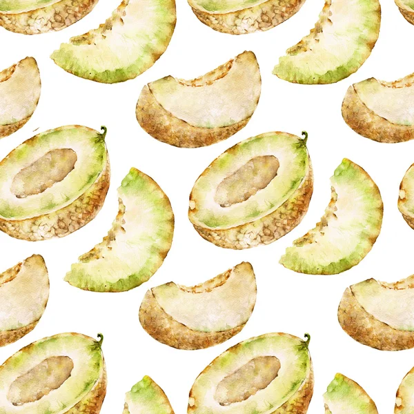 Seamless pattern with melon. Watercolor illustration. — Stock Photo, Image