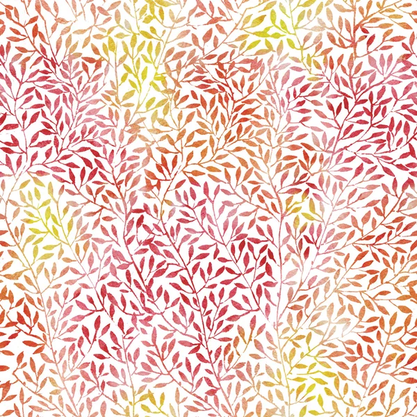 Бесшовный рисунок акварели. Абстрактный фон с листьями, ветвями деревьев — стоковое фото