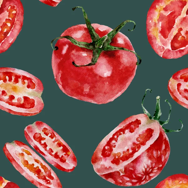 Naadloze patroon met tomaten. Aquarel illustratie. — Stockfoto
