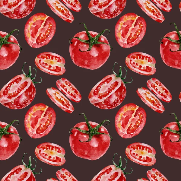 Seamless pattern with tomatoes. Watercolor illustration. — Stock Photo, Image