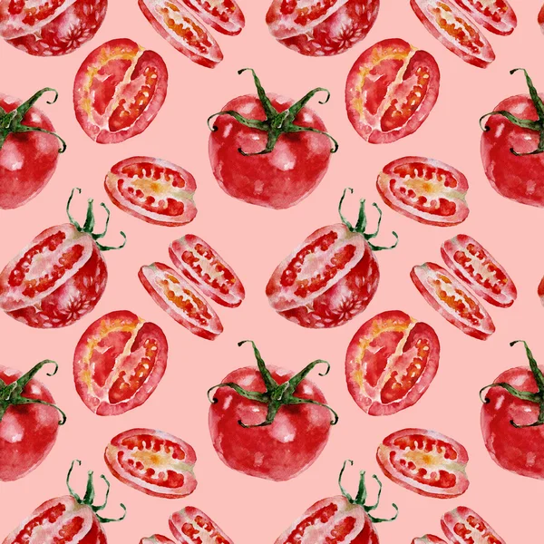 Seamless pattern with tomatoes. Watercolor illustration. — Stock Photo, Image