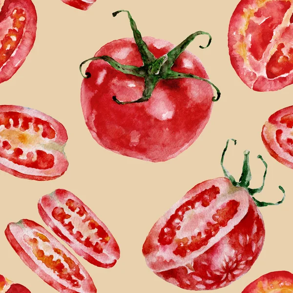Seamless pattern with tomatoes. Watercolor illustration. — Stock Photo, Image