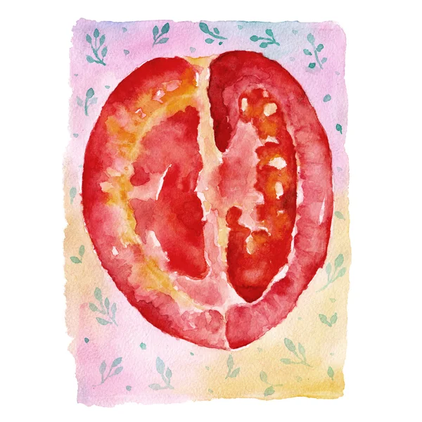 Fundo aquarela com tomate . — Fotografia de Stock