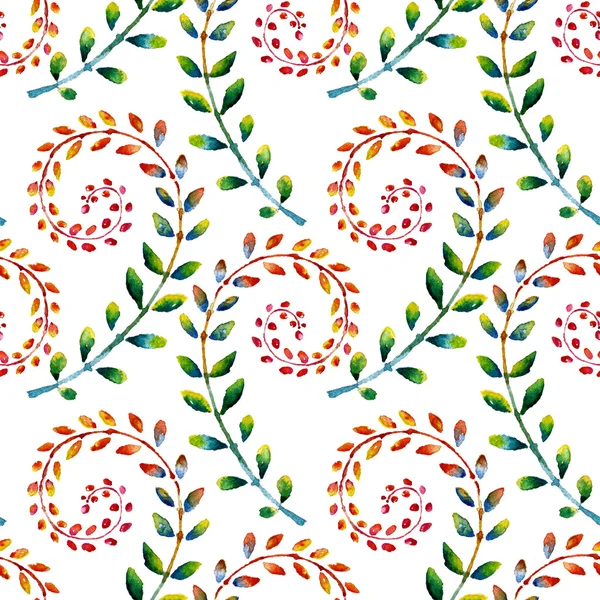 Sulu Boya Dikişsiz desen. Renkli yaprakları ile arka plan — Stok fotoğraf