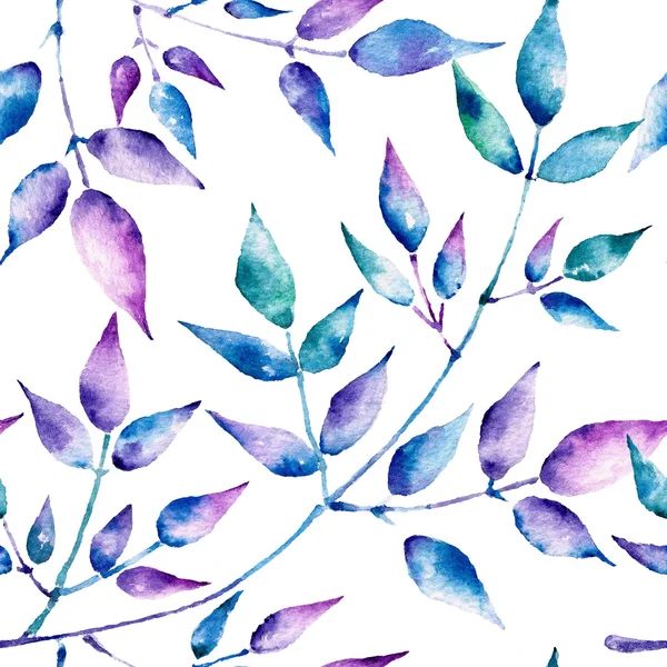 Watercolor seamless pattern. Abstract background with colorful leaves