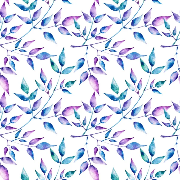 Watercolor seamless pattern. Abstract background with colorful leaves — Stock Photo, Image