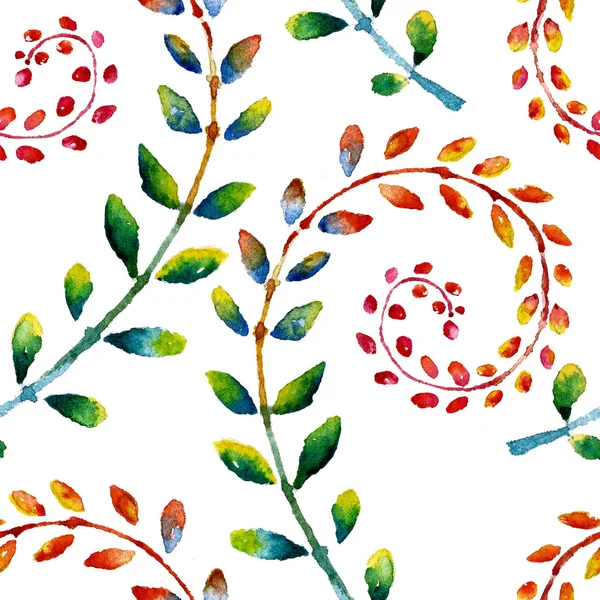 Akwarela bezszwowe wzór. Streszczenie tło z kolorowych liści — Zdjęcie stockowe
