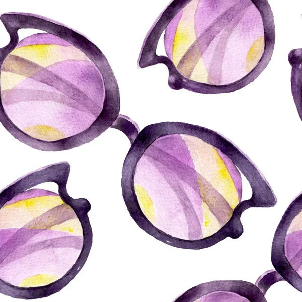 Seamless pattern with retro sunglasses. Watercolor illustration — Stock Photo, Image