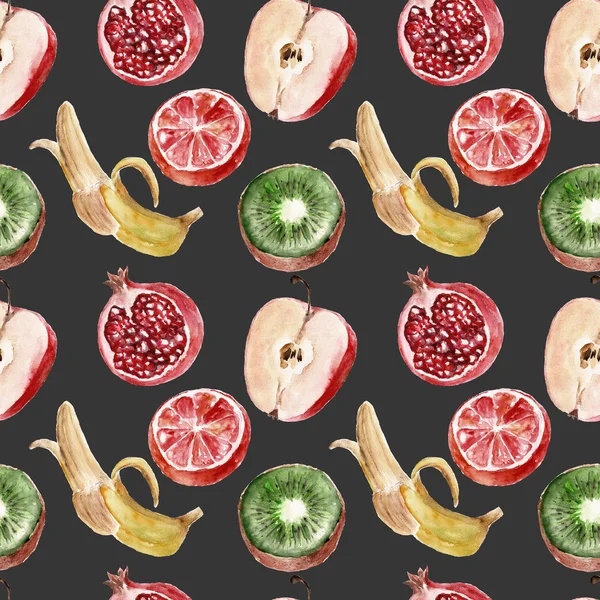 Seamless pattern with fruits. Waretcolor illustrations — Stock Photo, Image