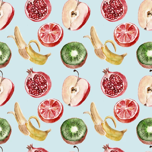 Seamless pattern with fruits. Waretcolor illustrations — Stock Photo, Image