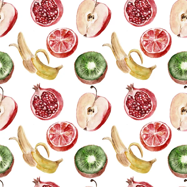Padrão sem costura com frutas. Ilustrações Waretcolor — Fotografia de Stock