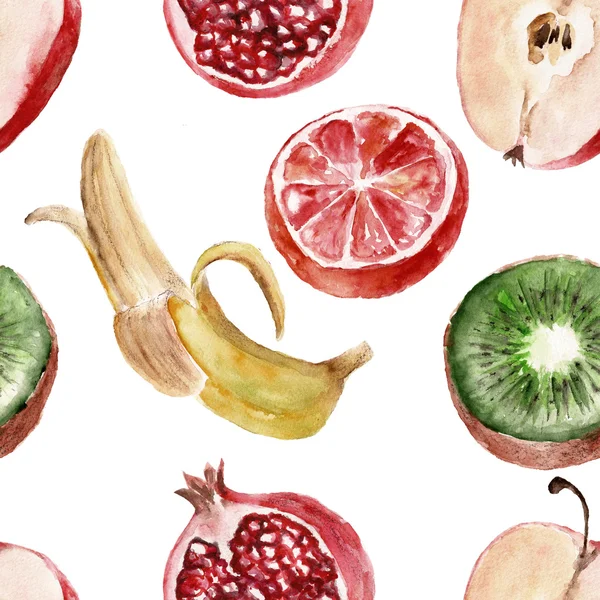 果物とのシームレスなパターン。Waretcolor イラスト — ストック写真