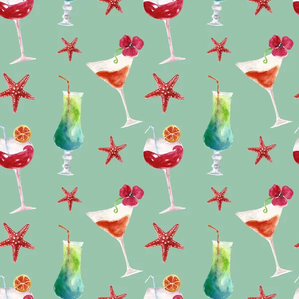 Seamless pattern with fresh summer cocktails — Stock Photo, Image