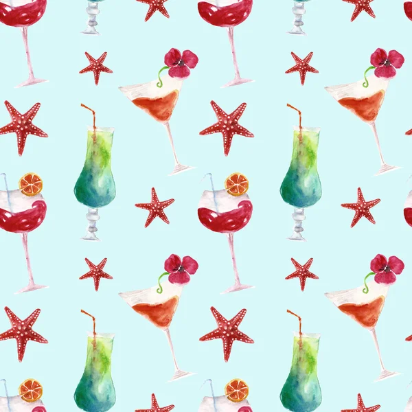 Seamless pattern with fresh summer cocktails — Stock Photo, Image