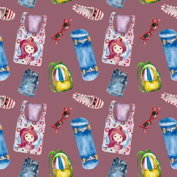 Seamless pattern with summer clothes