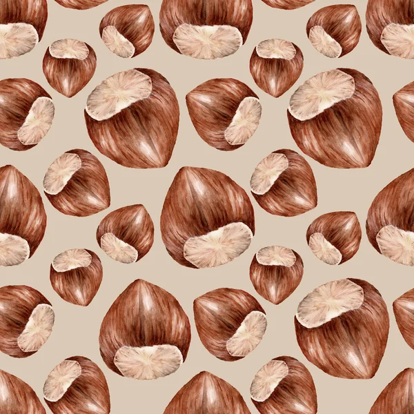 Seamless pattern with hazelnuts — Stock Photo, Image