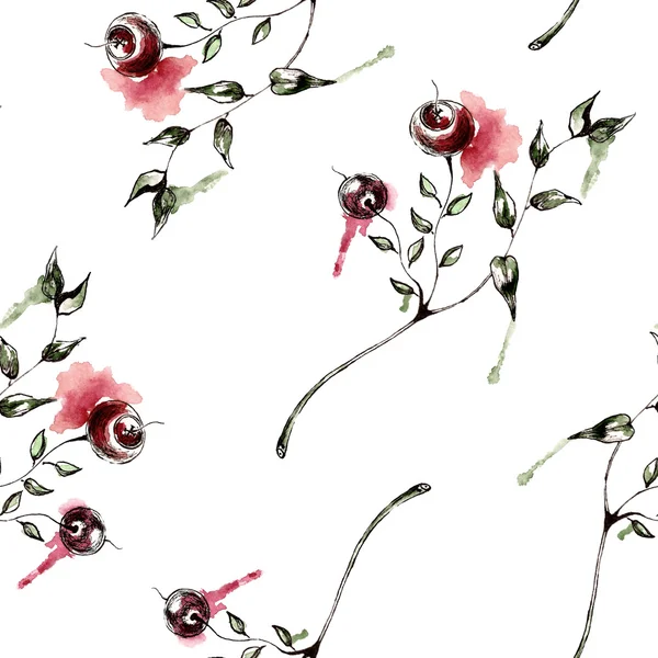 Modèle sans couture avec des fleurs. Illustration aquarelle . — Photo