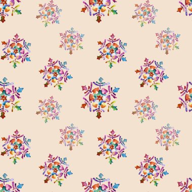 Kar taneleri ile Seamless modeli. Suluboya resim.