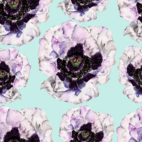 Seamless pattern with flowers. Watercolor illustration. — Stock Photo, Image