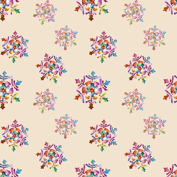 Seamless pattern with snowflakes. Watercolor illustration. — Stock Photo, Image