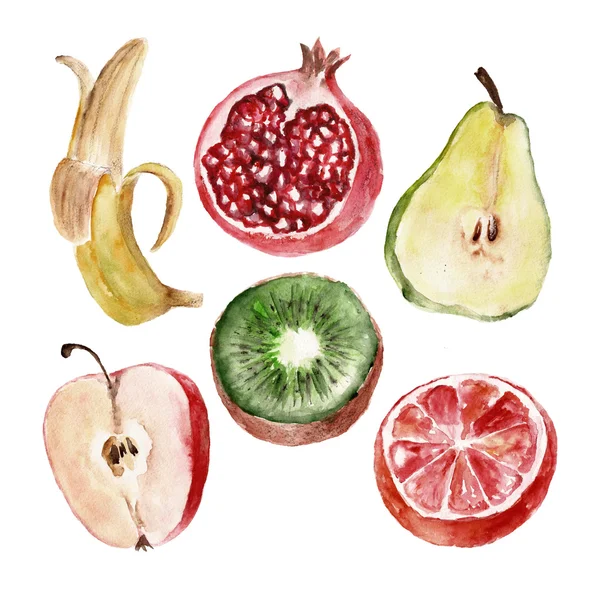 Antecedentes com frutas. Ilustração aquarela . — Fotografia de Stock