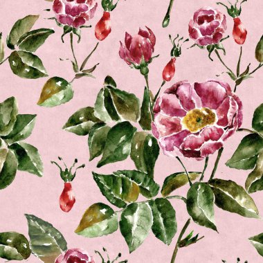 Çiçekler ile Seamless modeli. Suluboya resim.