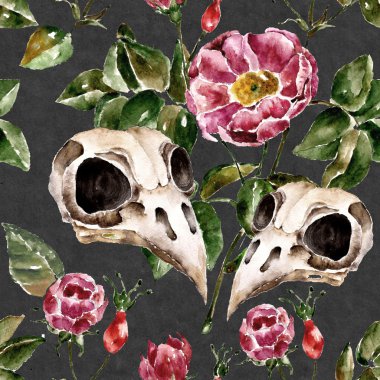 Çiçekler ile Seamless modeli. Suluboya resim.