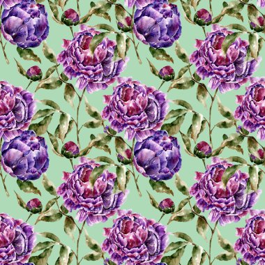 Çiçekler ile Seamless modeli. Suluboya resim.