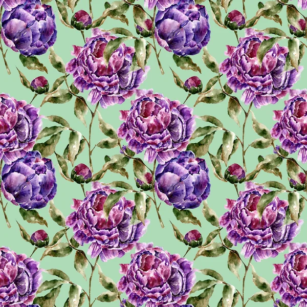 Seamless pattern with flowers. Watercolor illustration. — Stock Photo, Image