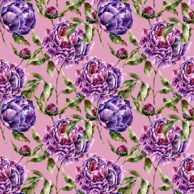 Çiçekler ile Seamless modeli. Suluboya resim.